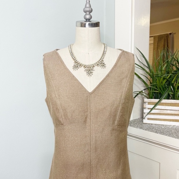Talbots Gold Metallic Linen Sleeveless Sheath Dress 6 Small - Picture 4 of 11